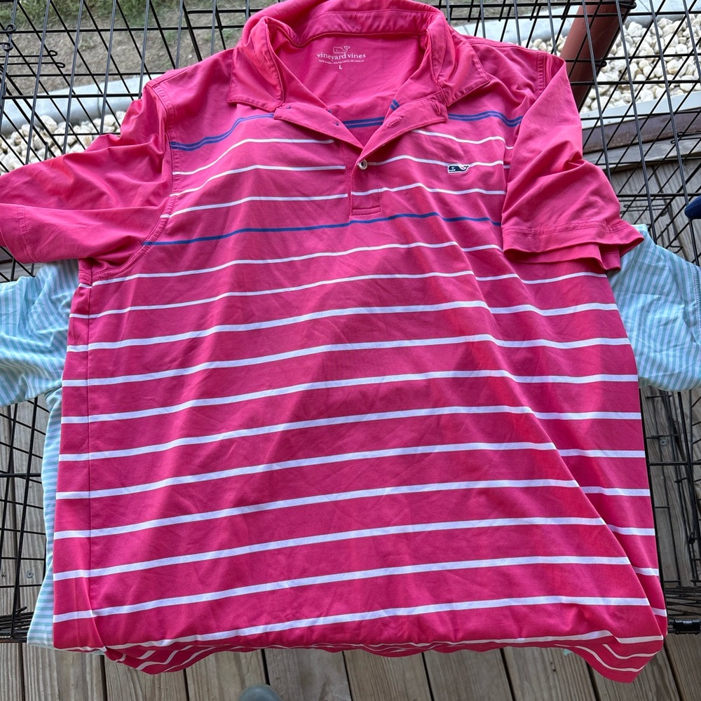 Vineyard Vines Pink Striped Polo Shirt